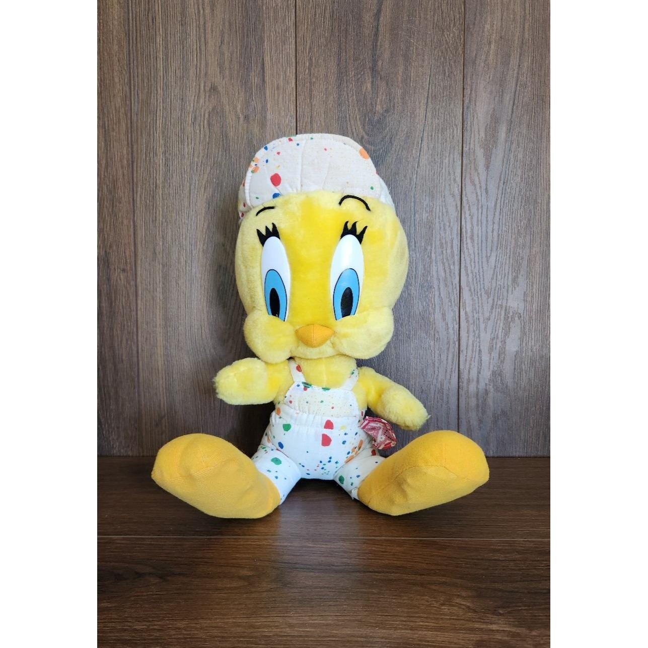 Vintage 1998 Looney Tunes Tweety Bird Painter Plush Plastic Eyes