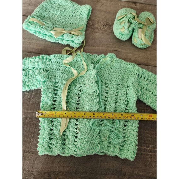 Handmade Crocheted Vintage Baby Girl Cardigan, Ha… - image 6