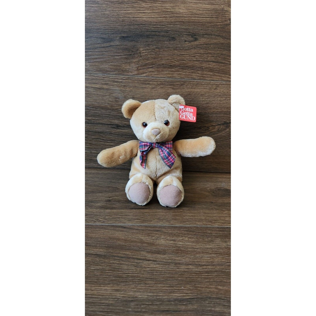 Vintage Gotta Getta Gund 10" Teddy Bear Stuffed Plush Red Plaid Bow ...
