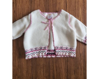 Gymboree Size 3-6 Month Sweater White and Purple Knit Cardigan