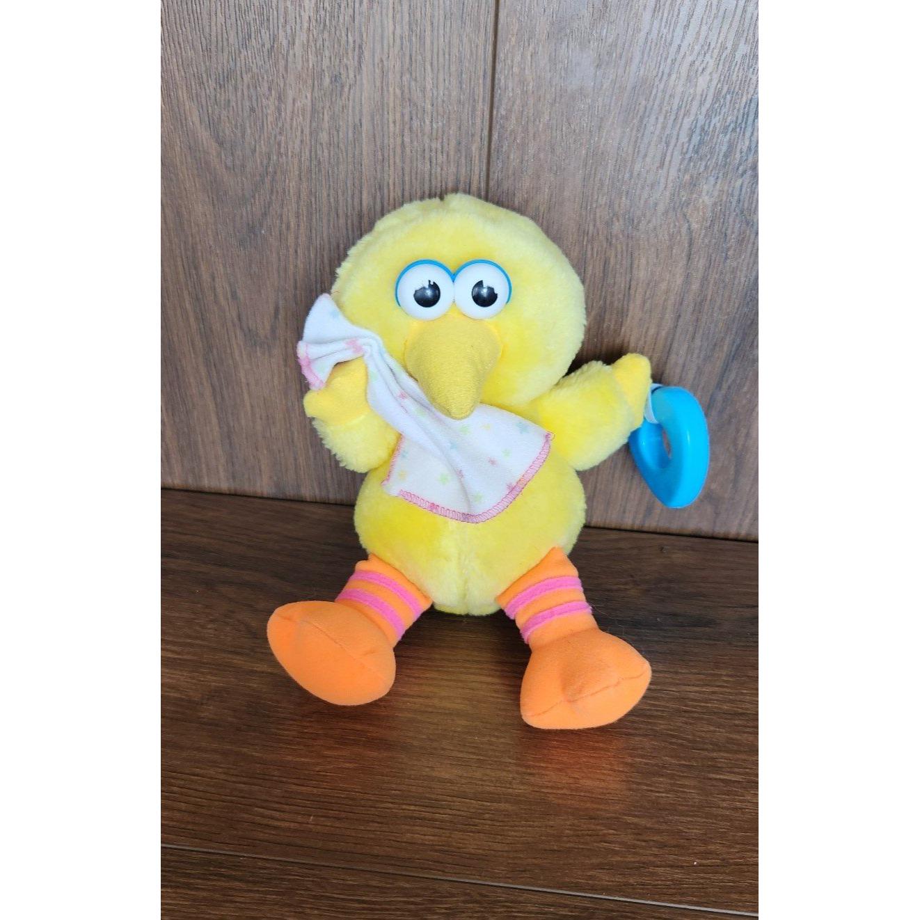 Vintage 1980s Sesame Street Big Bird Plush Baby Rattle Stuffed