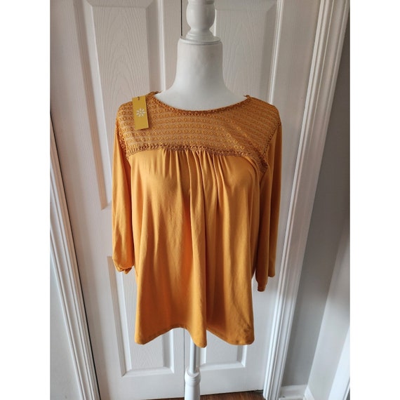 Lady Sun XL Mexican Yellow Women's Shirt NWT - image 1