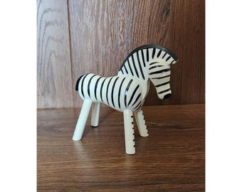 vintage Mid Century Danois En Bois Zèbre Jouet Animal Figurine Bojesen Menagerie