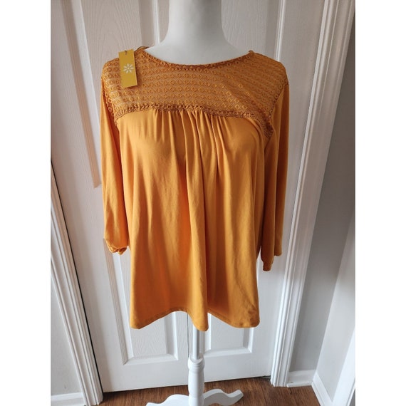 Lady Sun XL Mexican Yellow Women's Shirt NWT - image 2