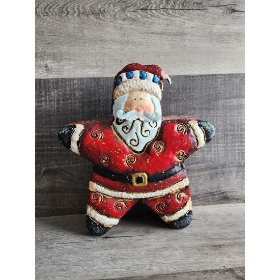 Vintage Metall Weihnachtsmann Metall Weihnachten Teelicht Kerzenhalter Laterne