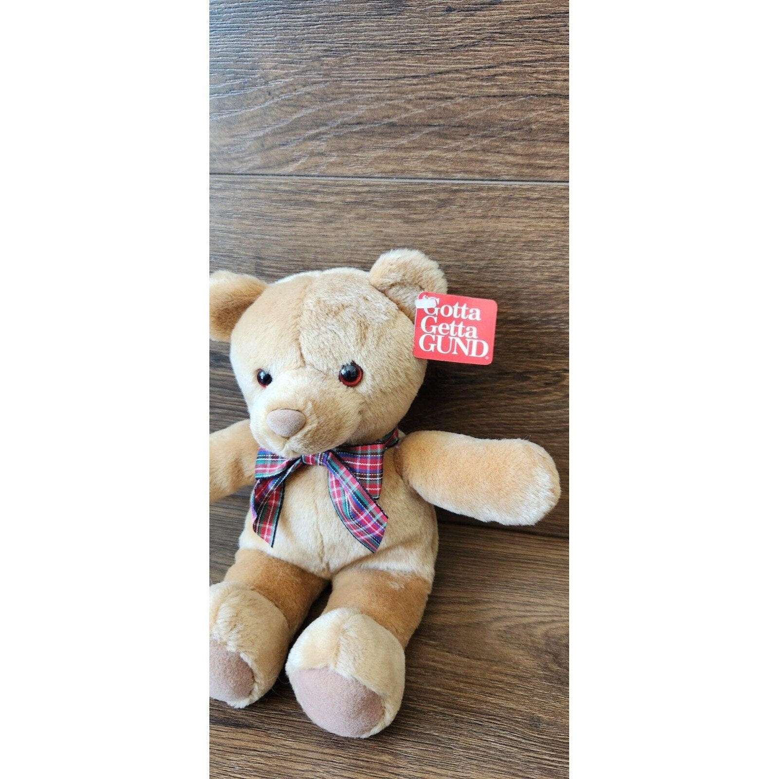 Vintage Gotta Getta Gund 10" Teddy Bear Stuffed Plush Red Plaid Bow ...