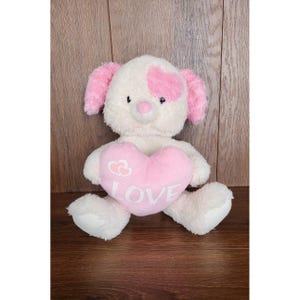 Commonwealth Pink Valentine&#39;s Day Heart Puppy Dog Stuffed Animal Plush Gift Toy