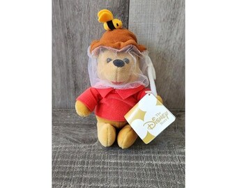 Vintage Disney Store Winnie de Pooh Bee Keeper 8&quot; Net Hat Mask Imker Pluche