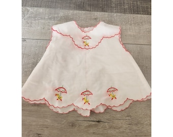 Robe t-shirt brodée main bébé canards pour fille vintage