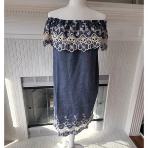 Farm Cottage Cottagecore Style Kaktus Size Small Denim Dress Lace Detailing - Etsy Farm Cottage Cottagecore Style Kaktus Size Small Denim Dress Lace Detailing - Etsy