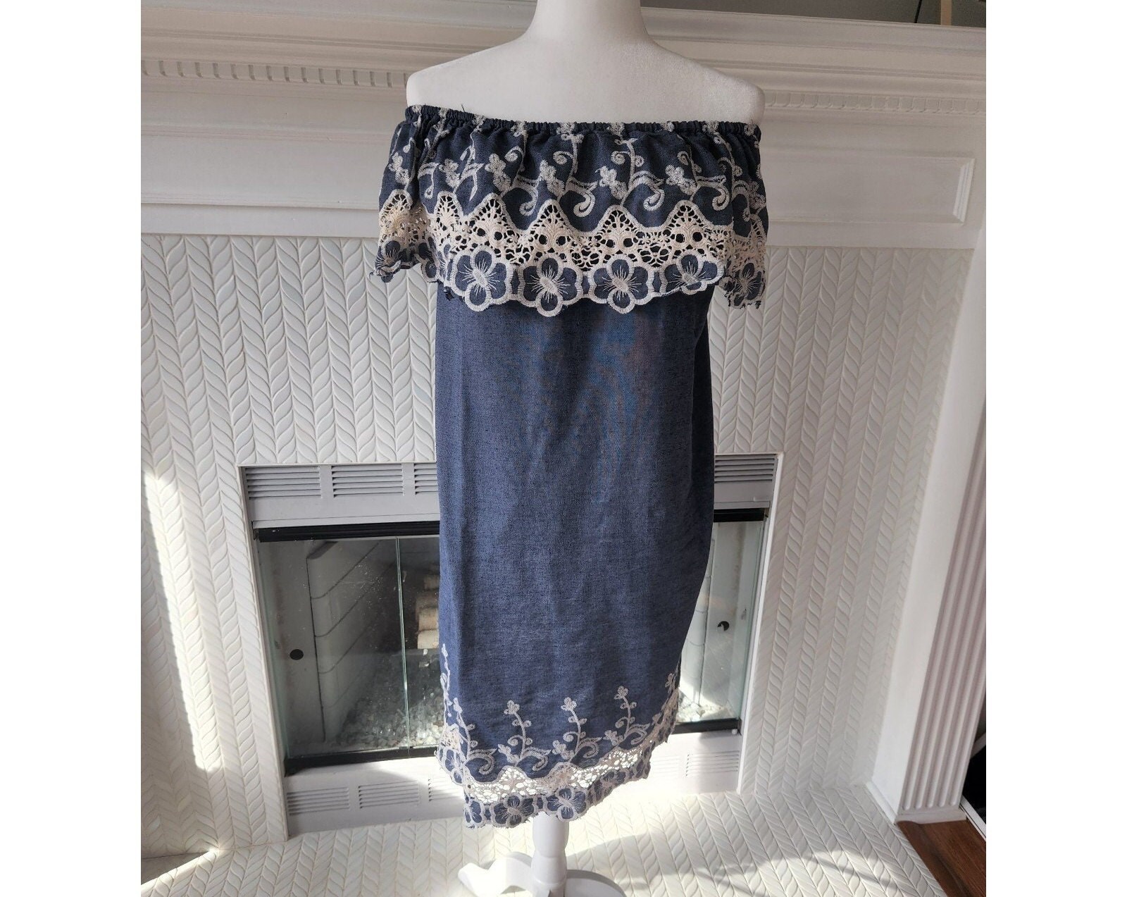 Farm Cottage Cottagecore Style Kaktus Size Small Denim Dress Lace Detailing  - Etsy