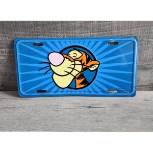 Vintage Winnie the Pooh Tigger Blue License Plate Bumper Cartoon Collectible
