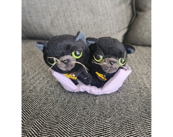 Snubbies Twin Cats Purple Bed Black Cats Plush Stuffed Animal