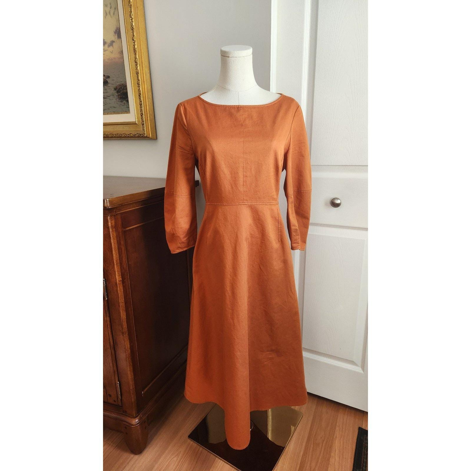 knee length dresses for ladies FOR SALE - Zara Orange midi dress main image 0