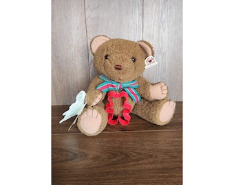 Vintage Heartline Bear Plush Baby Light Blue Satin Paws ears