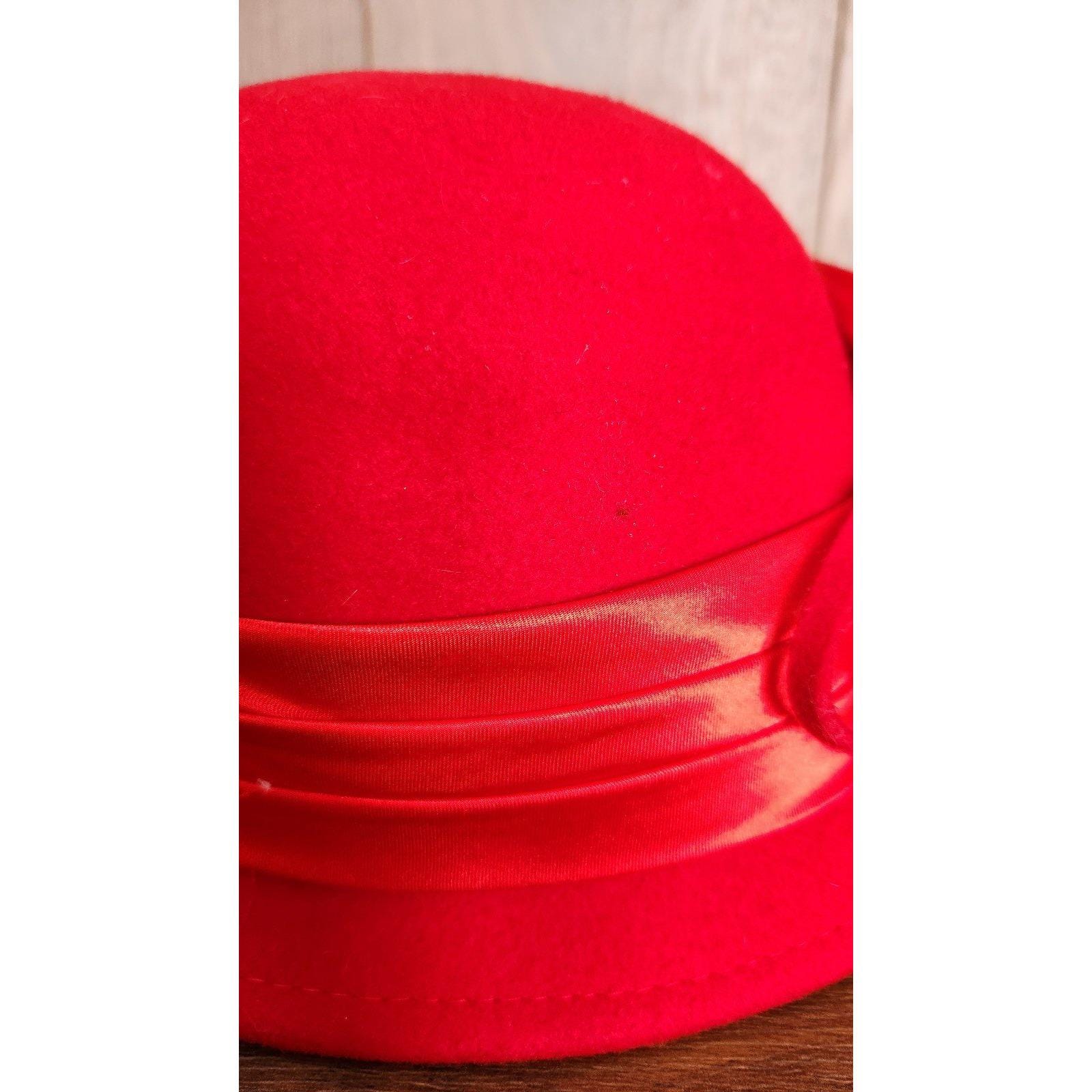 Angela & William Classic Women\'s Wool Red Cloche Hat with Floral Accent Women main image 3