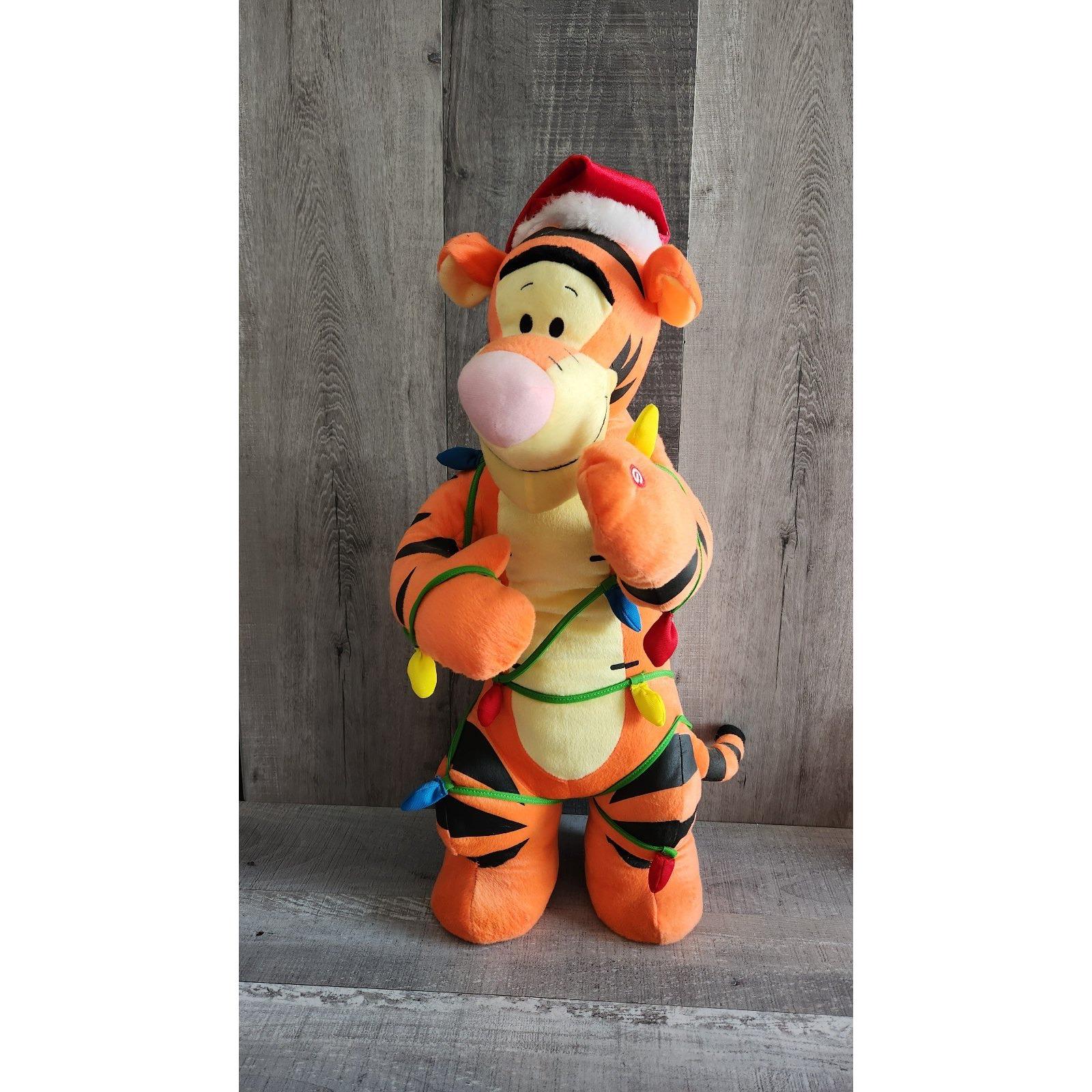 Vintage 2' Tigger Door Greeter Santa Christmas Lights Talking Disney Plush