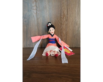 Pink Traditional Mulan Mini Beanie Baby Plush Disney Store Bean Bag Toy