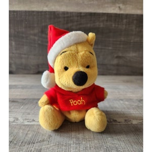 Vintage Mattel Winnie the Pooh Santa Clause Christmas Stuffed Animal Plush