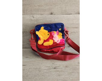 Vintage Disney Winnie the Pooh Eeyore Piglet Red Lunchbox Carrying Case Bag