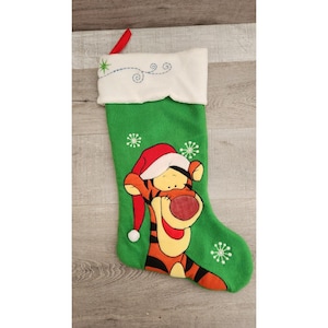Green Tigger Santa Hat Christmas Stocking Winnie the Pooh Disney Holiday Decor