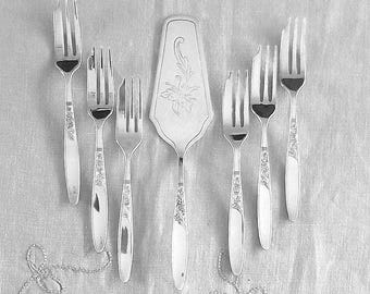 Vintage 'Grosvenor' CHRISTINE Silver Plated 7 piece Cake/Pie Set/Old World High Tea Setting/Retro Kitchen/Dining Silverware/Australian Made