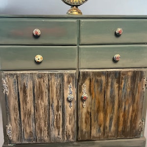 hand painted, rustic hutch