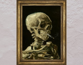 Van Gogh Skeleton Painting: Gothic Dark Academia Art (Digital Download)