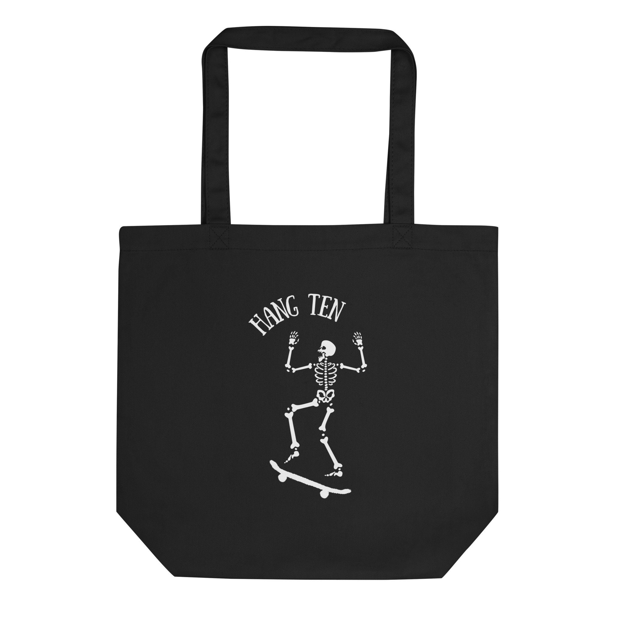 Hang Ten Skeleton Tote Bag, Skateboard Skeleton Tote, Trendy