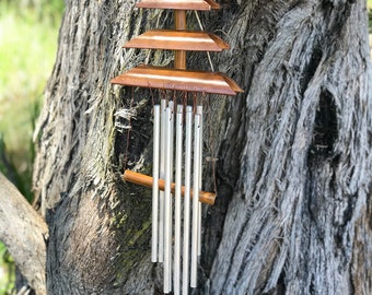 Bamboo Habitat bamboo and aluminium wind chimes in temple design. So relaxing!