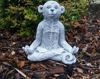 Steinfigur Yoga Affe Meditation Frostfest Wetterfest meditieren Garten