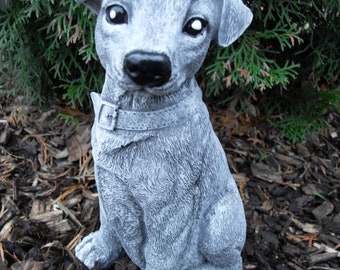 Steinfigur Hund Parson- Jack Russel Terrier  Frostfest Haustier Steinguss Garten