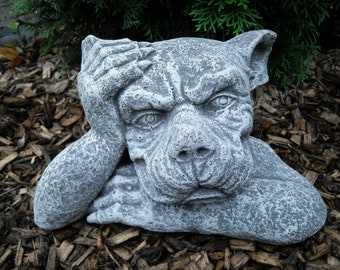 Steinfigur großer Mauerhocker Gargoyle Frostfest Steinguss Garten Dekoration