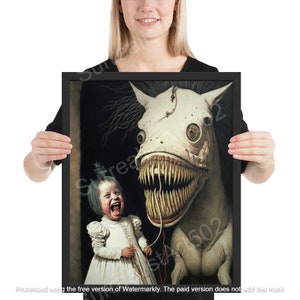 Surreal Horse and Child Poster, Horror Gifts, Goth Home Decor, Disturbing Art, Equestrian Gifts, Goth Decor, Dark Academia Art, Halloween
