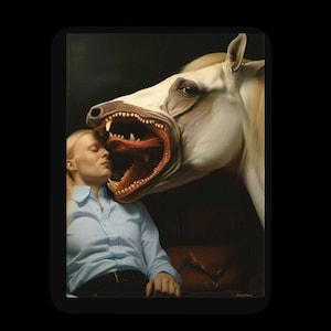 Horse and Man Surreal Art Print: Dark Goth Home Decor