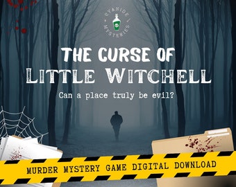 Digitale download De vloek van Little Witchell Afdrukbaar moordmysteriespel Detective Cold Case-bestand Date Night