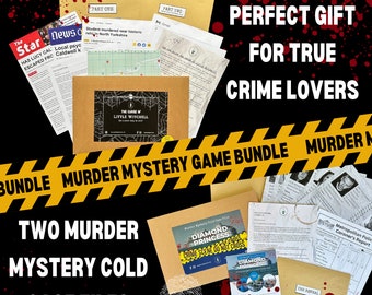 Cold Case File Bundle, Tabletop Detective Investigation Diamond Princess Murder Mystery & The Curse of Little Witchell Crime Gift Date Night