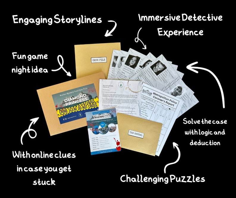 Diamond Princess Cold Case File, Cruise Ship Unsolved Murder Mystery Game, Detective Investigation, Unique Date Night Gift image 7