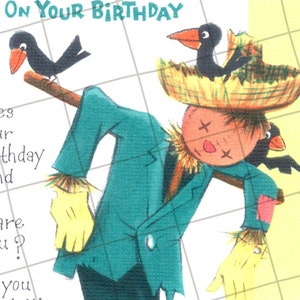 Digital Download | Scarecrow Fall Vintage Greeting Card Image #87 PNG