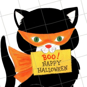 Digital Download | Black Cat Halloween Clip Art Image #73 Printable Sublimation PNG