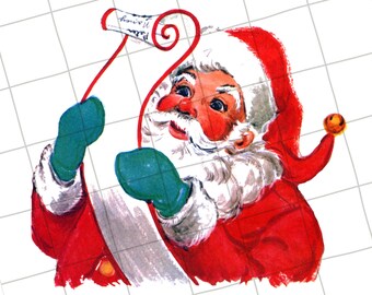 Digital | Santa Claus Red Vintage Greeting Card Image Clip Art PNG