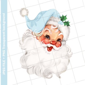 Clipart vintage | Azul Papai Noel Olhos Azuis #23 Natal Digital Download Cartão Clip Art Gráfico Imagem Sublimação PNG JPEG
