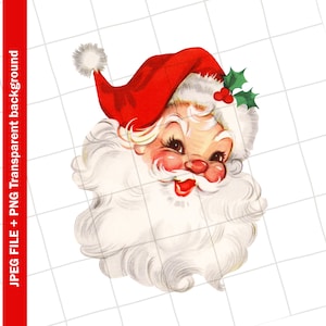 GRAND Clipart | 1200 DPI Père Noël rouge #23 Noël vintage carte de voeux Clip Art graphique image sublimation PNG