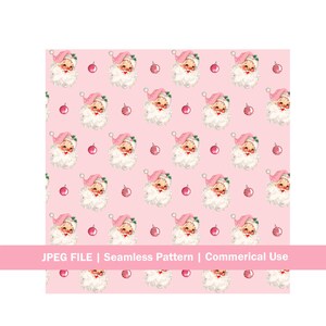 Vintage Seamless Pattern | Santa Face Pink Surface Pattern, Repeating ...