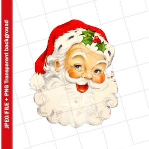 Clipart vintage | Papai Noel vermelho, cartão de Natal, imagem gráfica, sublimação | PNGJPEG