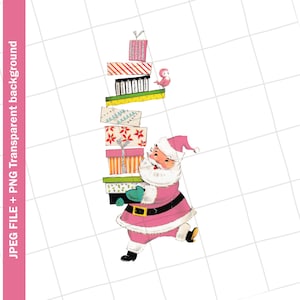 Download digital | Rosa Papai Noel Natal Vintage cartão clip art imagem gráfica #104 sublimação | PNGJPEG