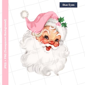 Vintage Digital Clipart | Pink Santa Claus #23 Christmas Vintage Greeting Card Clip Art Graphic Image Sublimation PNG JPEG