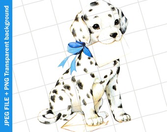 Digital Vintage Clipart | Dalmation Dog Greeting Card Graphic Image | PNG JPEG