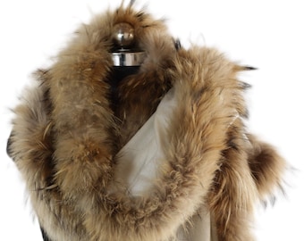 Fox Fur Women&#39;s Wrap, Handcrafted Fox Fur Scarf, Winter Fur Shawl For Women, (200x70)cm
