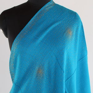 Swarovski Studded Cashmere Scarf | Turquoise Wrap With Bling Bling Swarovski | Personalized Anniversary Gift For Wife Girlfriend